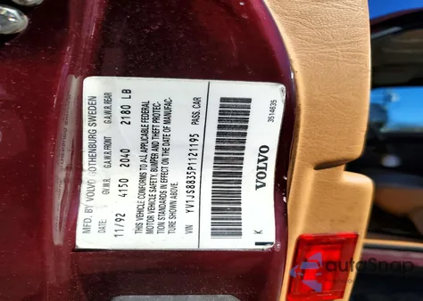 1993 Volvo 940 z USA, uszkodzony, nr VIN YV1JS8835P1121195